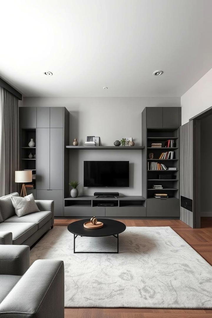 Smart Storage in a Gray Room - 21 Gray Living Room Ideas