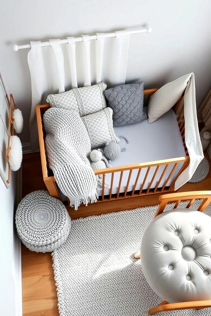 Soft Grey Textile Accents - 30 Grey Nursery Ideas