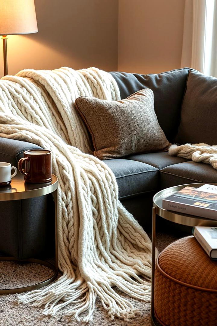 Soft Knit Blankets - 30 Fall Living Room Ideas