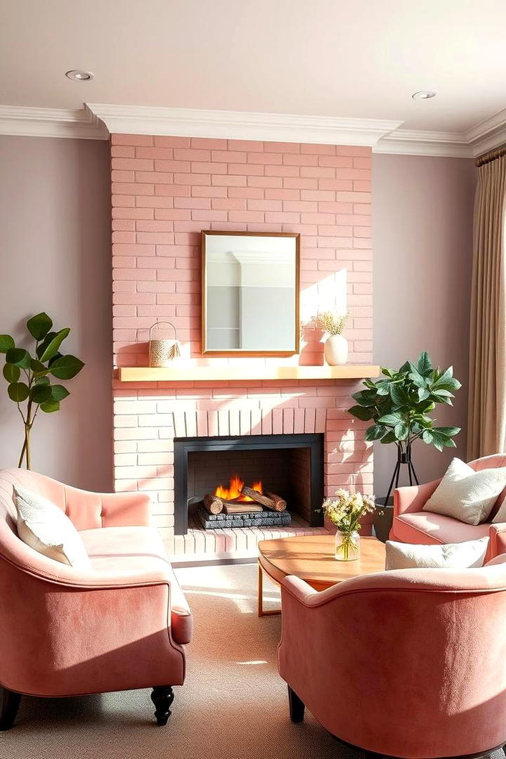 Soft Pastel Harmony - 21 Painted Brick Fireplace Ideas