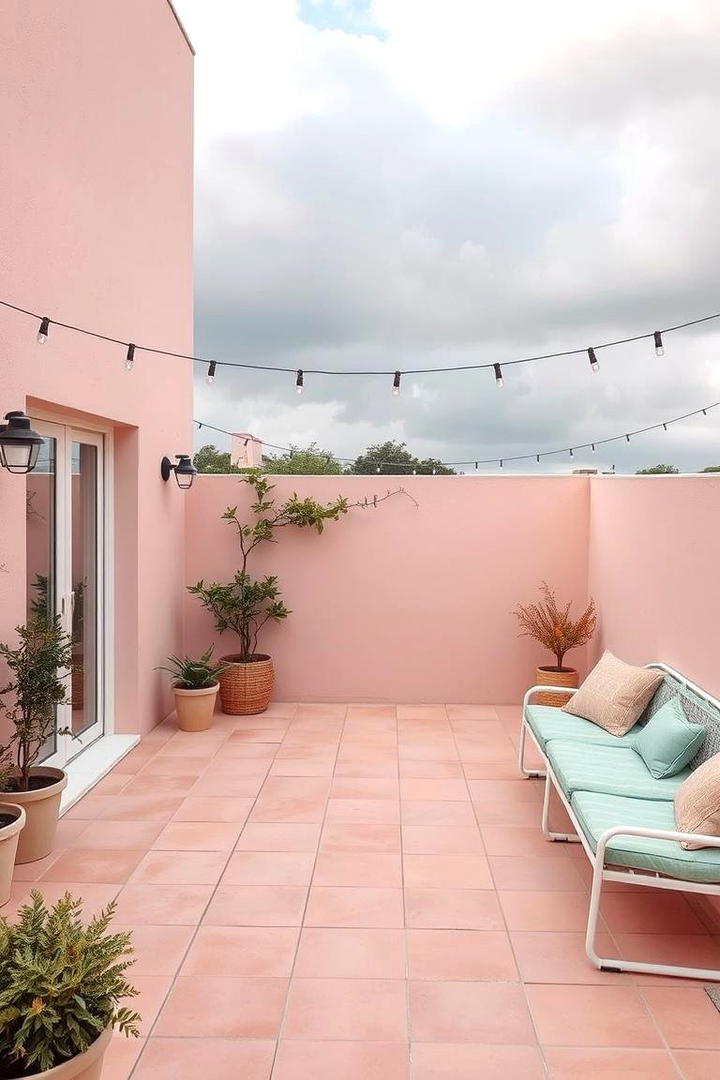 Soft Pastel Wash - 30 Painted Concrete Patio Ideas