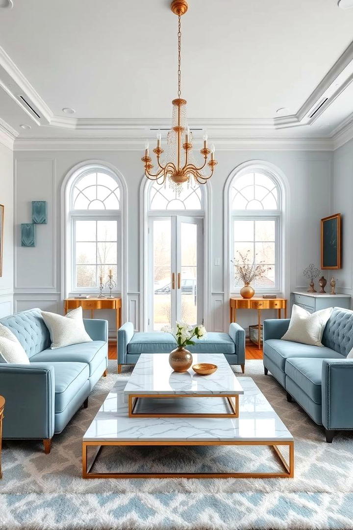 Soft Powder Blue Elegance - 21 Blue Living Room Ideas