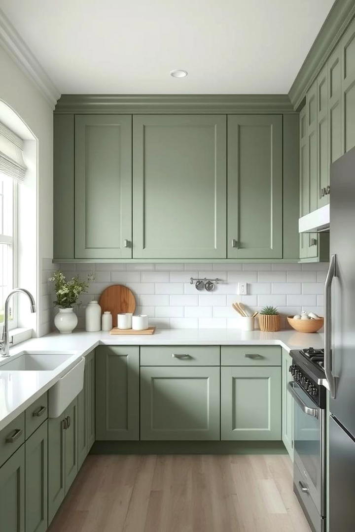 Soft Tone Subdued Green Cabinets - 21 Green Kitchen Cabinet Ideas