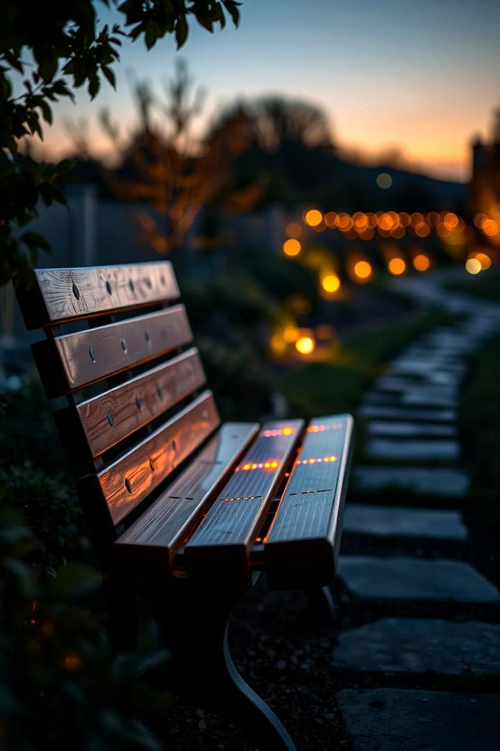 Solar Powered Illuminated Bench - 30 Garden Bench Ideas