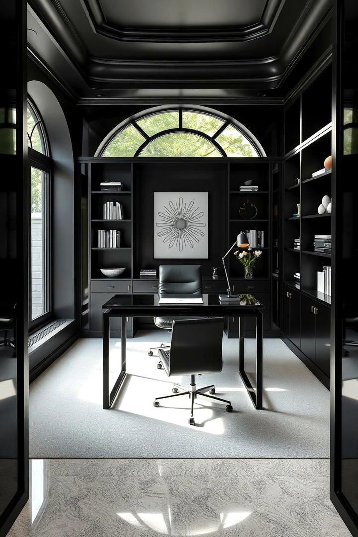 Sophisticated Black Home Office - 21 Black Room Ideas