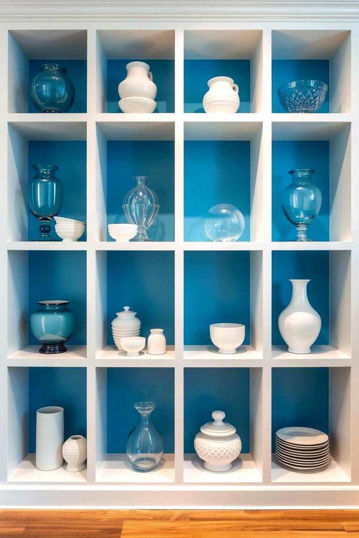 Sophisticated Blue and White Shelving - 30 Blue and White Decor Ideas