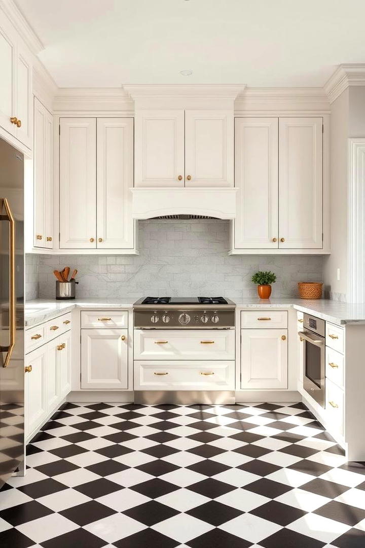 Sophisticated Checkerboard Floors - 21 Black and White Kitchen Ideas