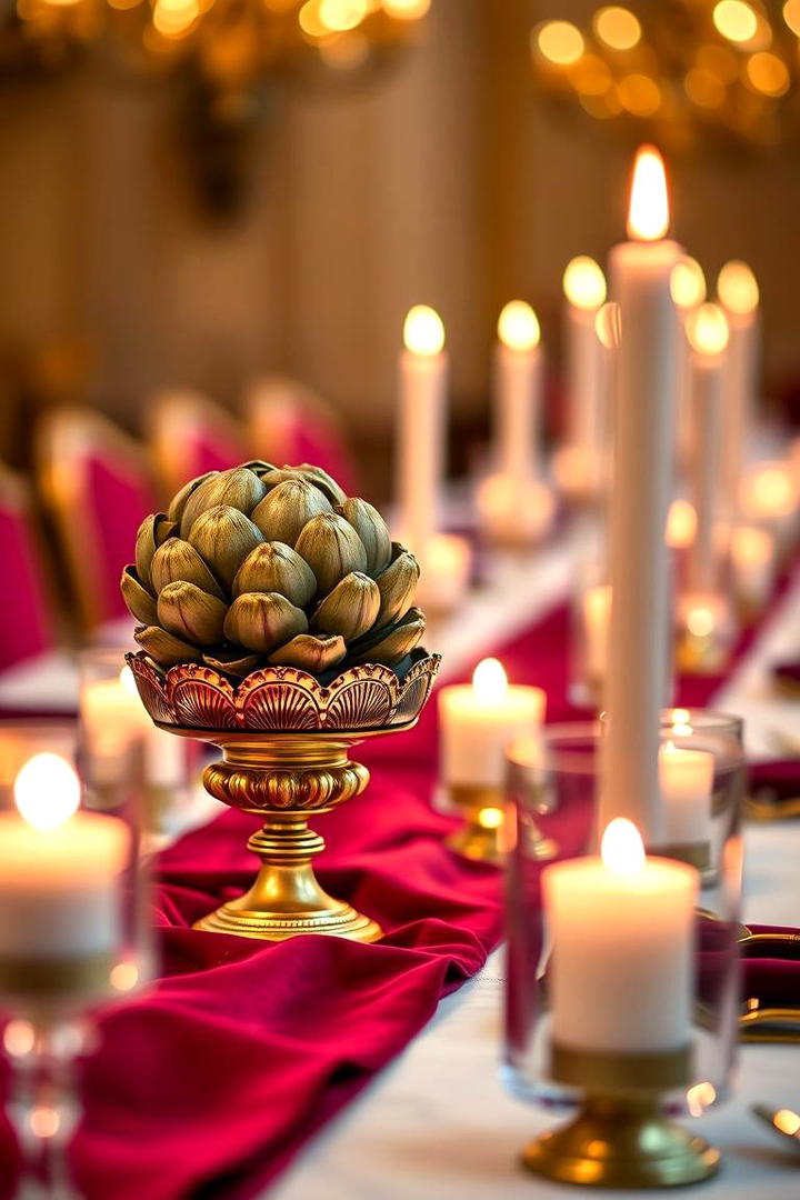 Sophisticated Gold and Burgundy Display - 21 Thanksgiving Centerpiece Ideas