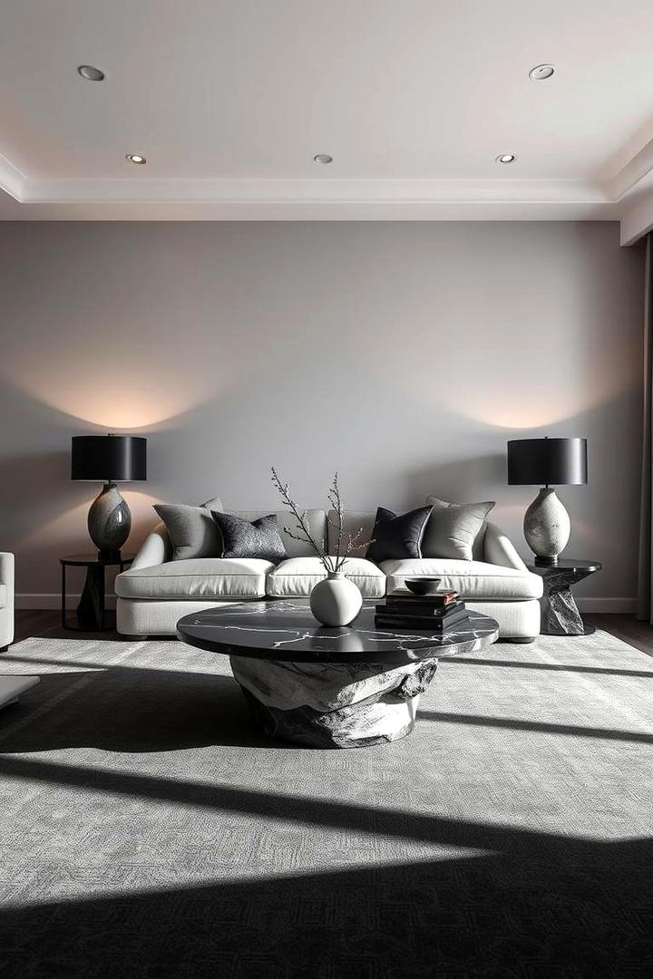 Sophisticated Greige and Black Contrast - 30 Greige Living Room Ideas