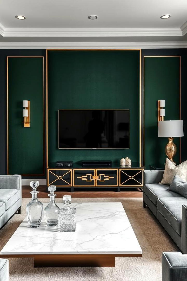 Sophisticated Living Room Green - 21 Dark Green Accent Wall Ideas