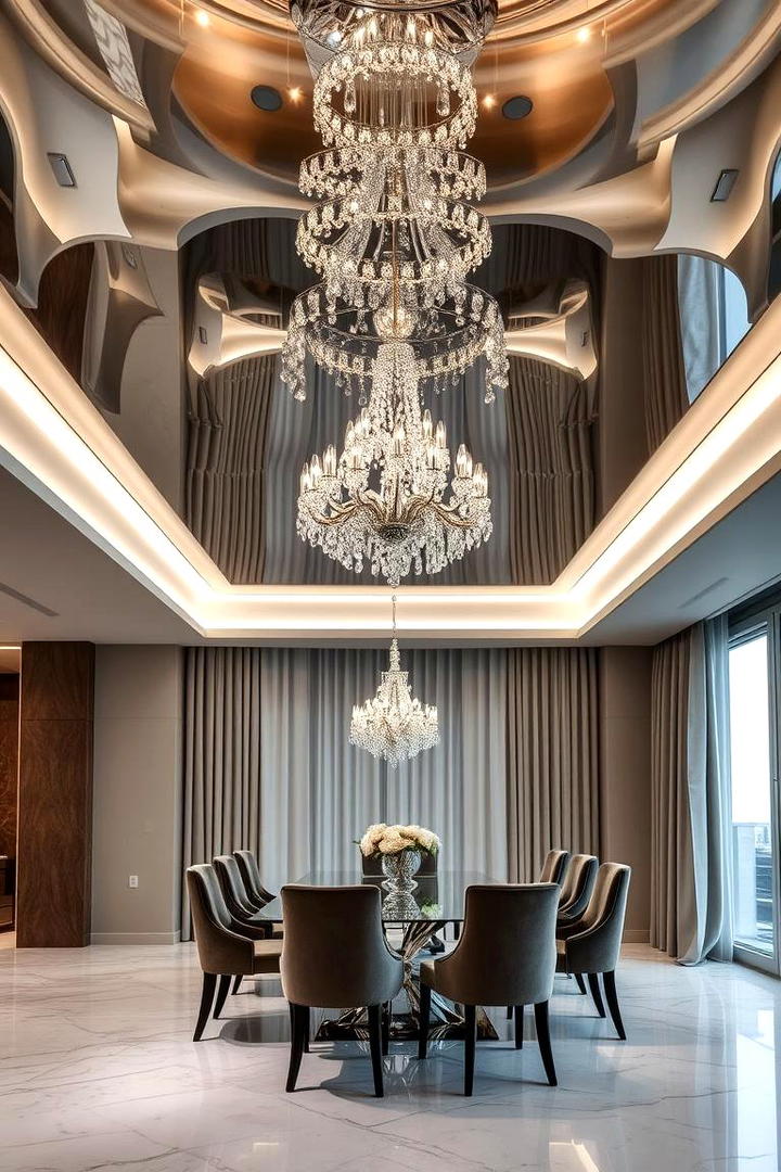 Sophisticated Metallic Sheen - 30 Dining Room Ceiling Ideas