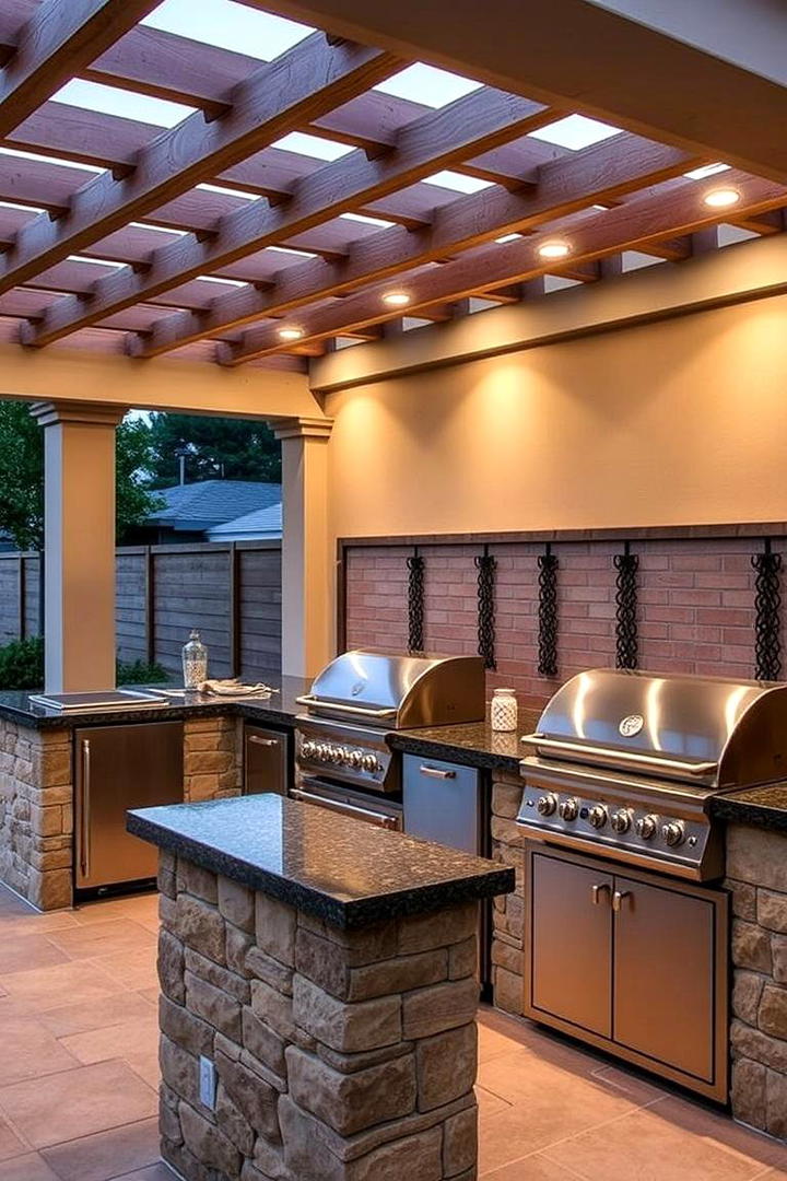 Sophisticated Pergola with Outdoor Kitchen - 21 Patio With a Pergola Ideas