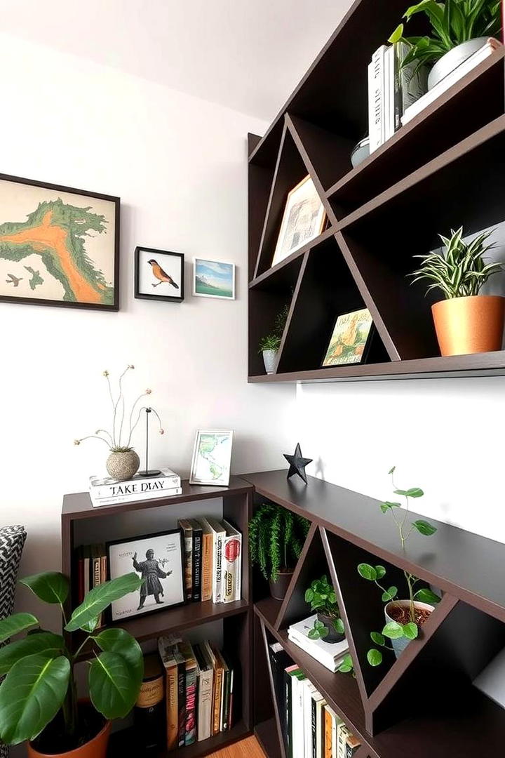 Space Saving Corner Shelf - 30 Bookshelf Decor Ideas