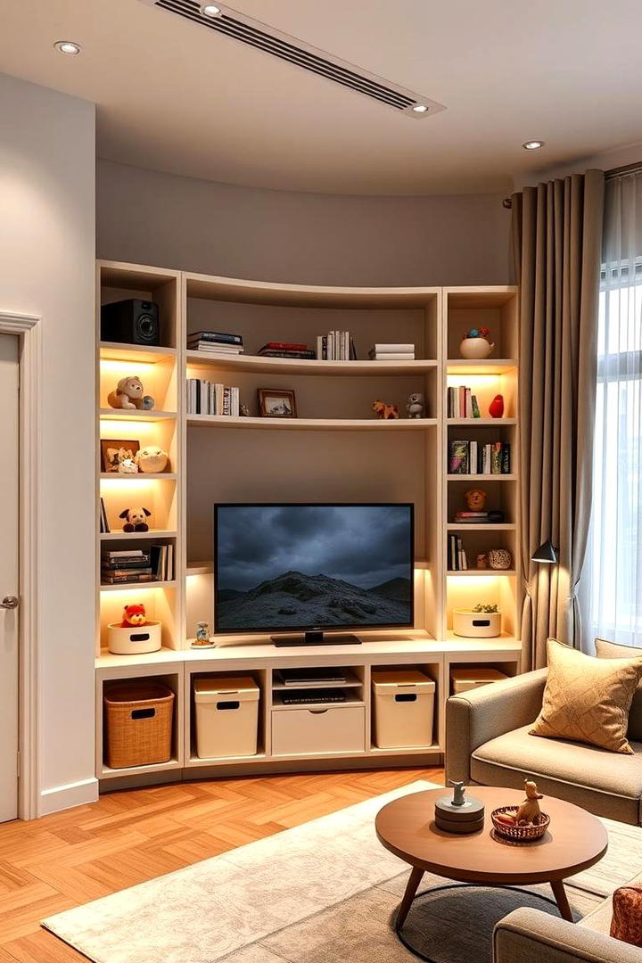 Space Saving Corner Units - 21 Living Room Toy Storage Ideas