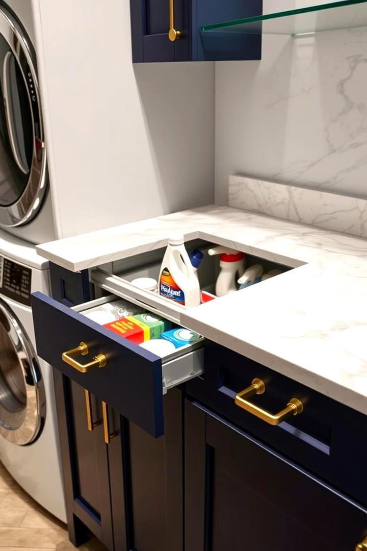 Space Saving Detergent Drawers - 21 Laundry Room Storage Ideas