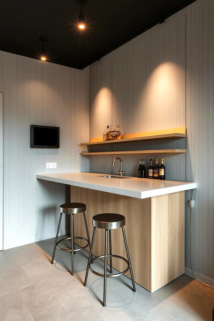 Space Saving Foldable Bar - 30 Kitchen Bar Ideas