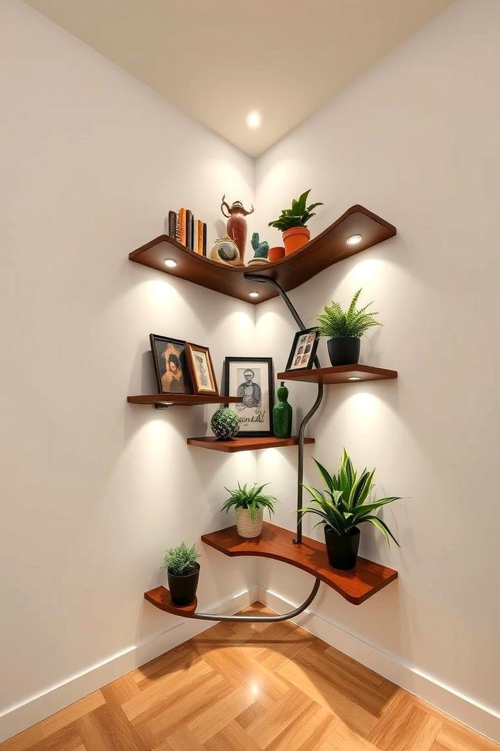 Spiral Corner Shelf Display - 21 Corner Shelf Ideas