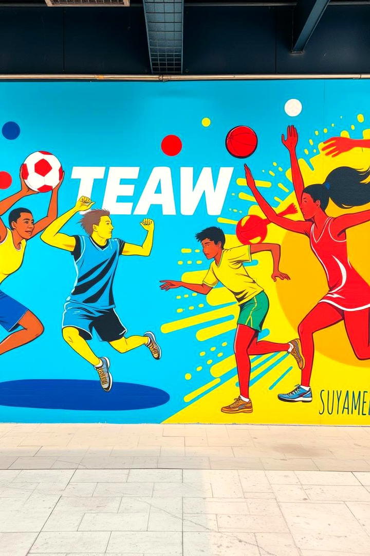 Sports and Teamwork Mural - 21 School Mural Ideas