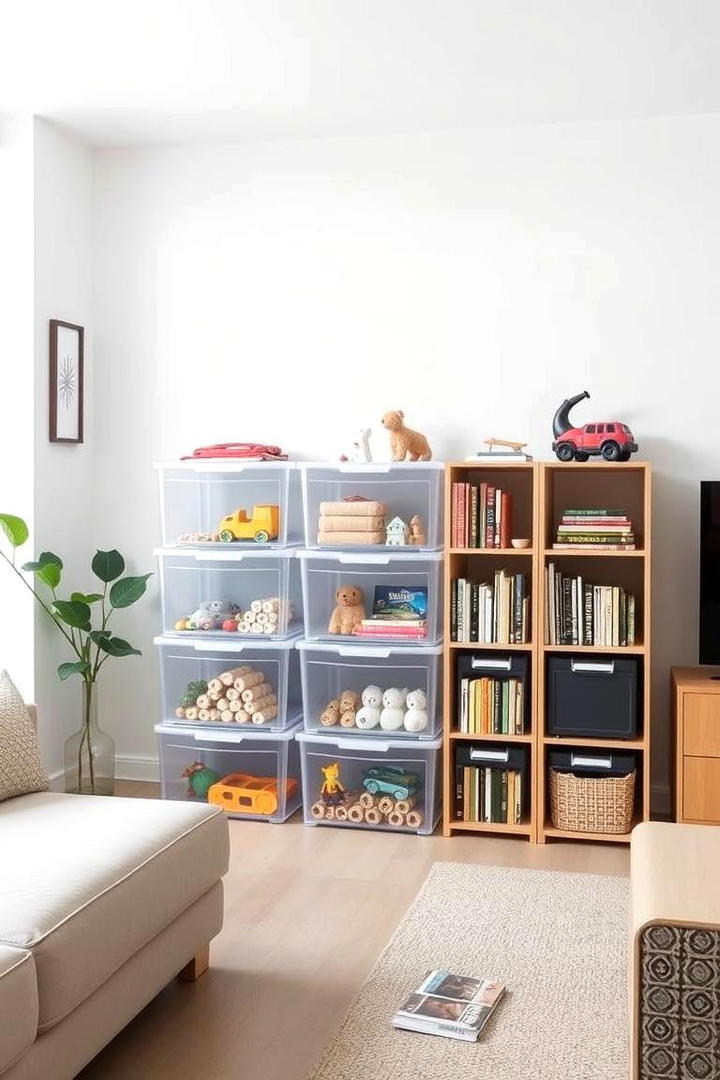 Stackable Storage Bins - 21 Living Room Toy Storage Ideas