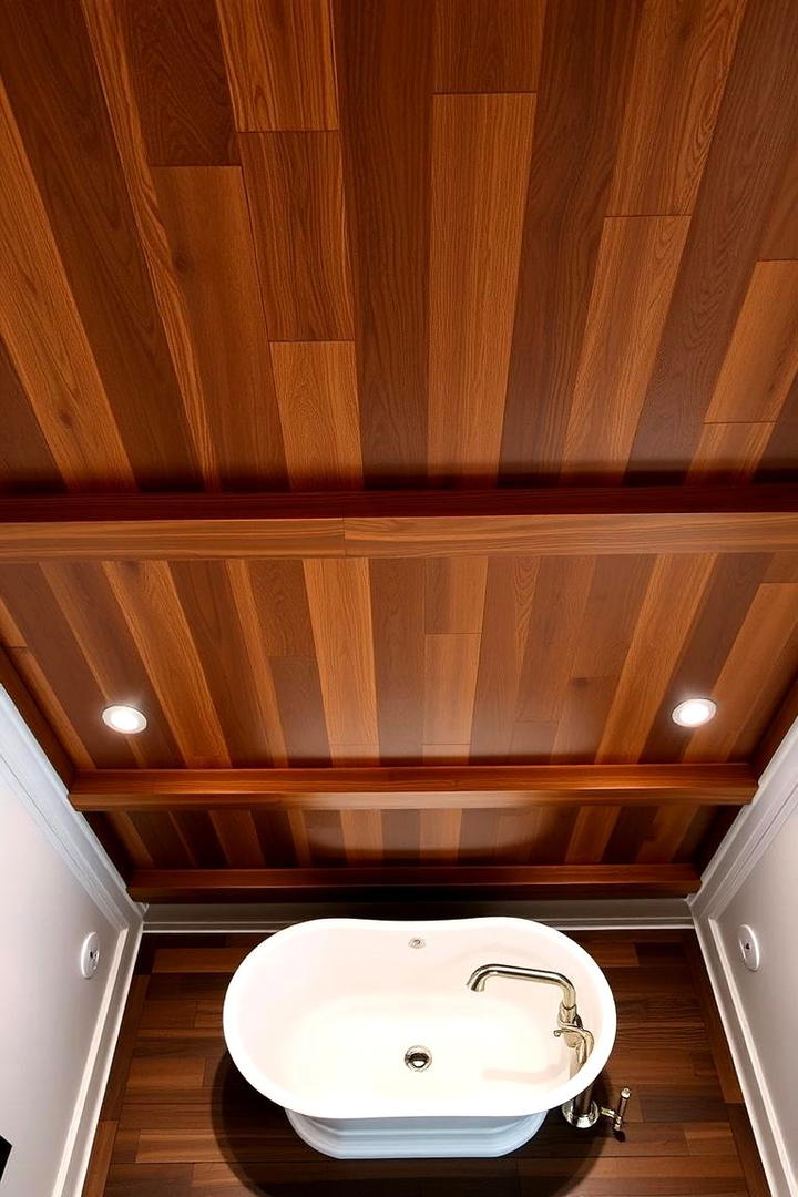 Statement Ceiling Treatments - 21 Modern Farmhouse Bathroom Ideas