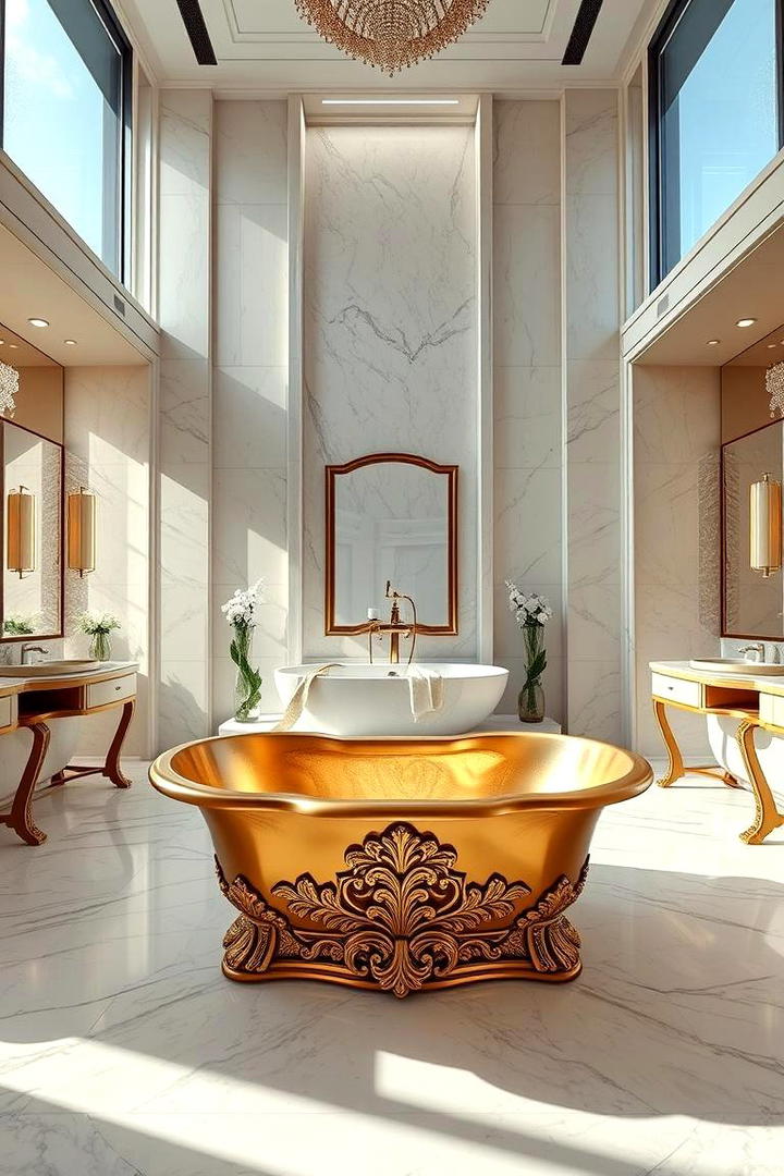 Statement Gold Bathtub - 30 Gold Bathroom Ideas