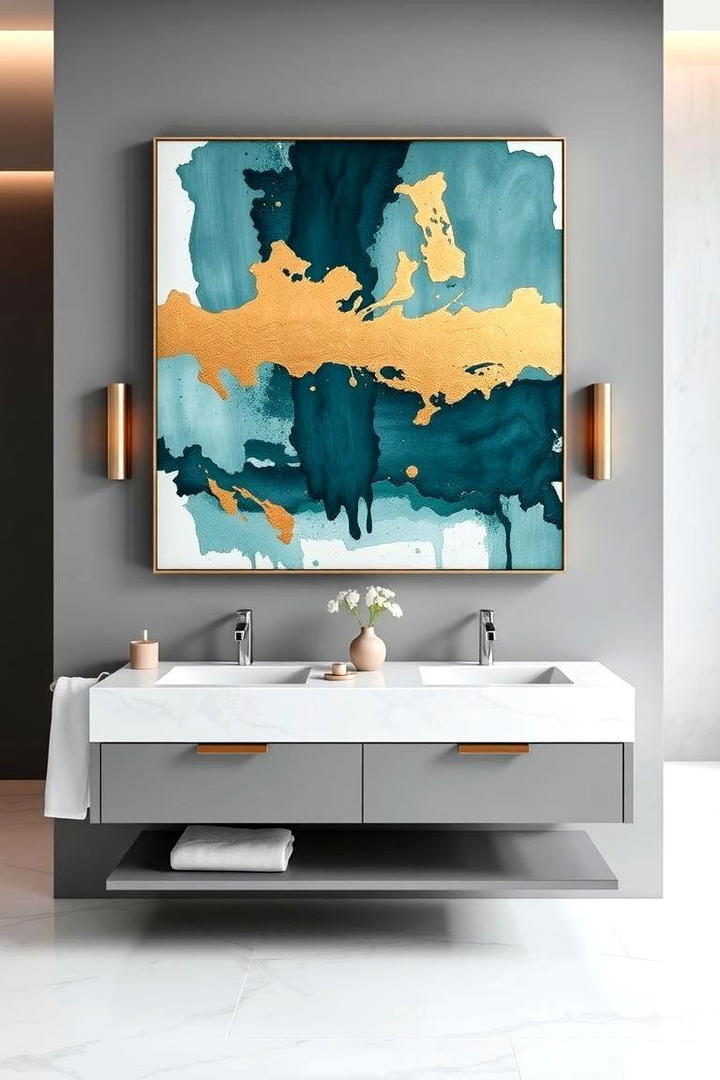 Statement Wall Art - 21 Modern Bathroom Decor Ideas