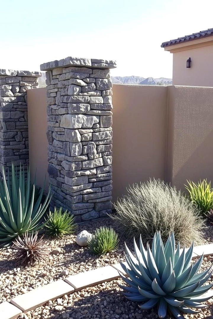 Stone Accent Privacy Fence - 21 Privacy Fence Ideas