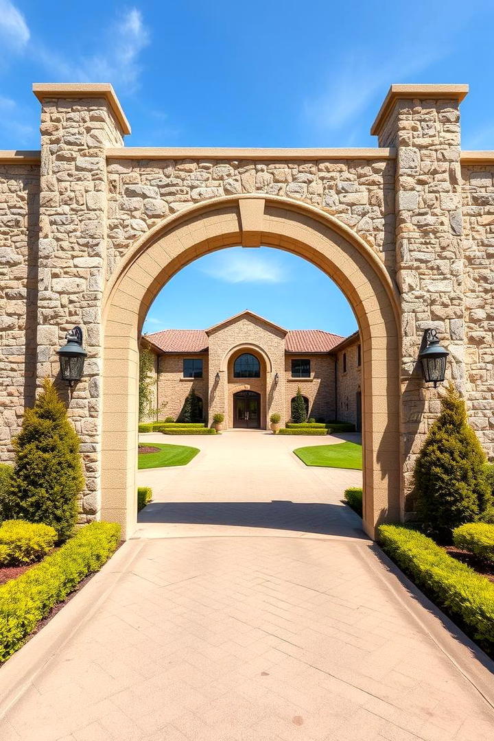 Stone Archway Elegance - 30 driveway entrance ideas