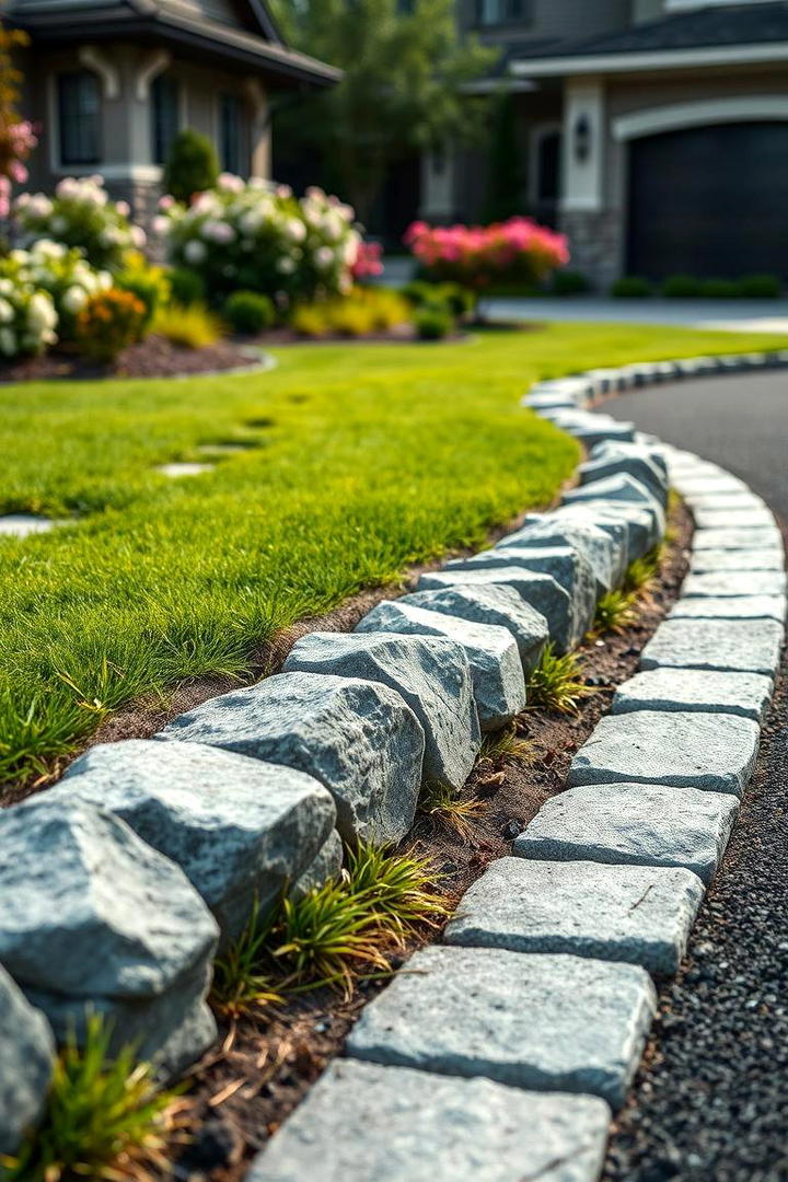 Stone Border Accents - 30 Driveway Landscape Ideas