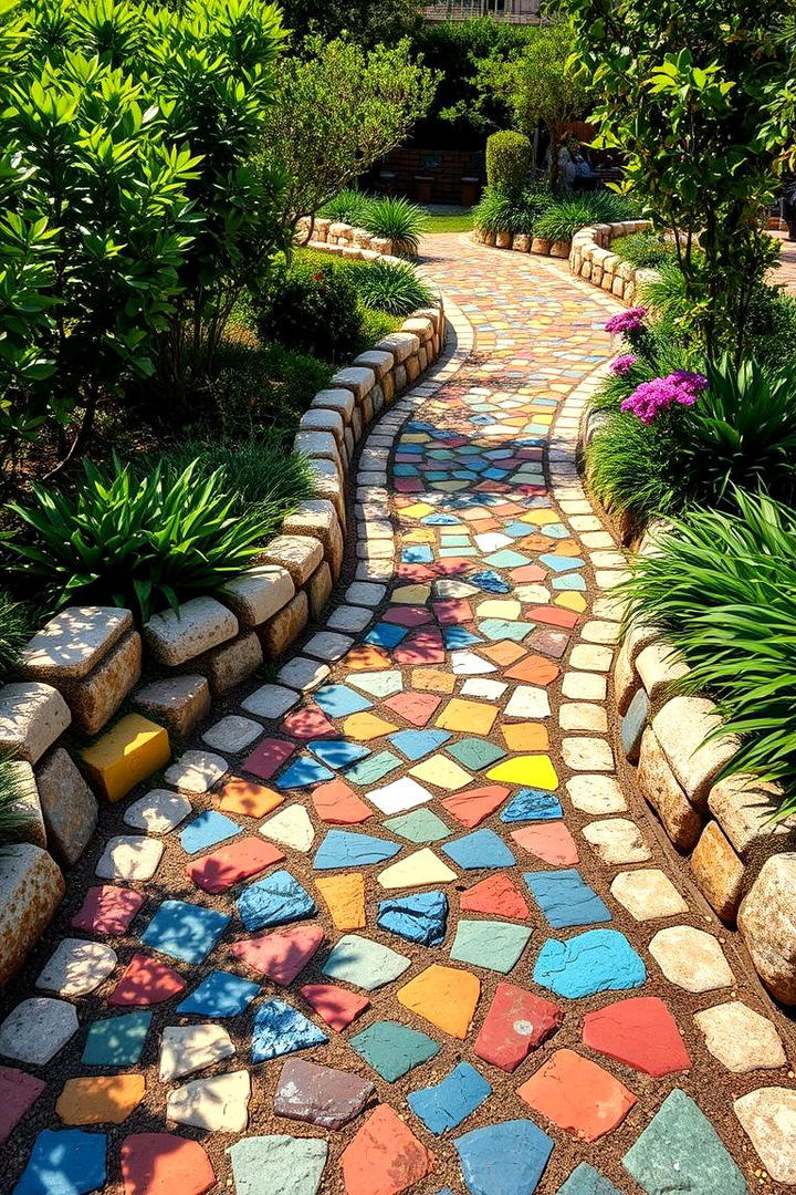 Stone Mosaic Pathway - 30 Garden Path Ideas