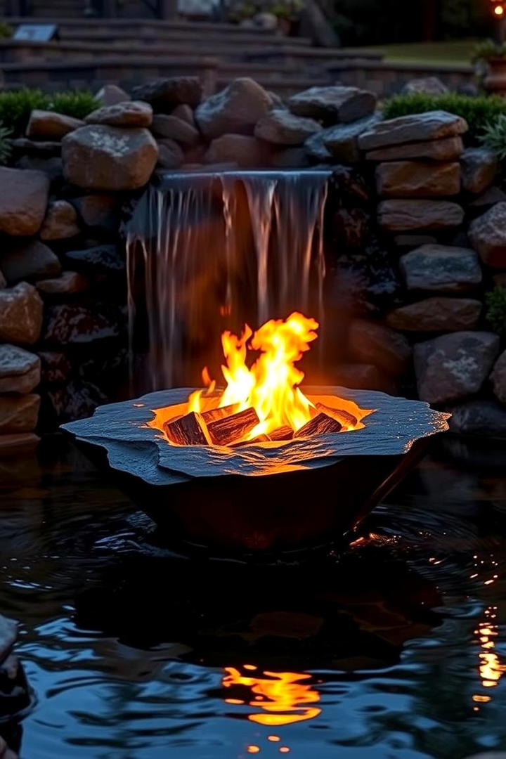 Stone Pit with Water Feature - 30 Stone Fire Pit Ideas