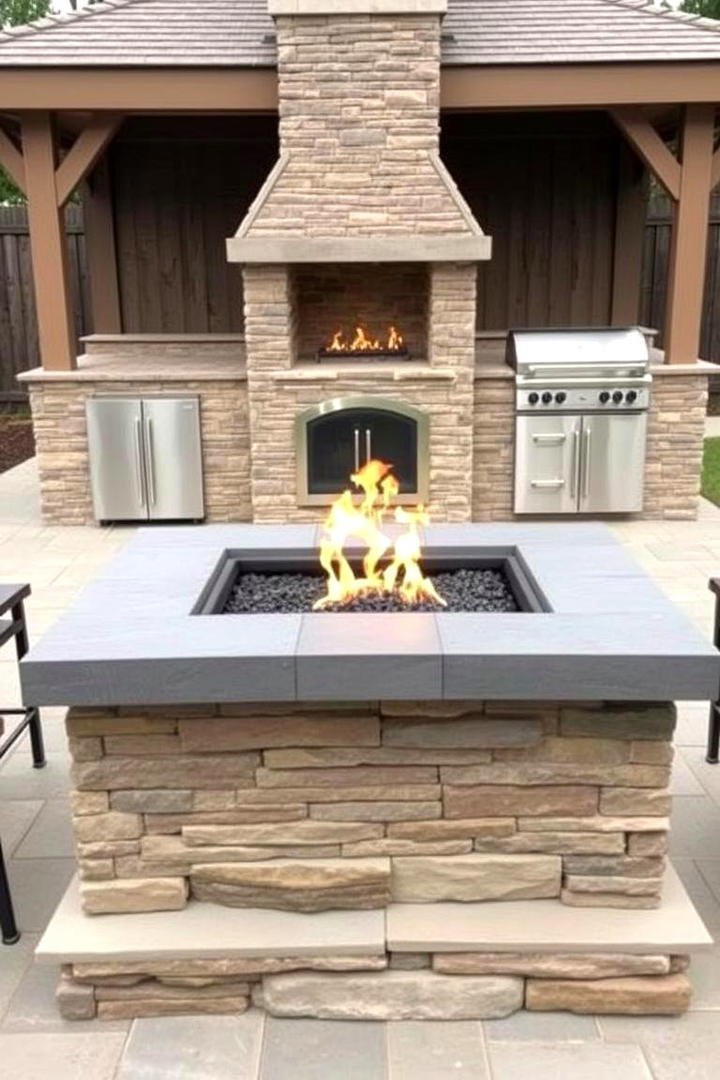 Stone Veneer Accent Square Fire Pit - 30 Square Fire Pit Ideas