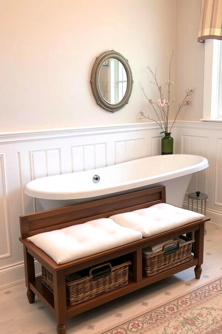 Storage Benches - 21 Bathroom Storage Ideas