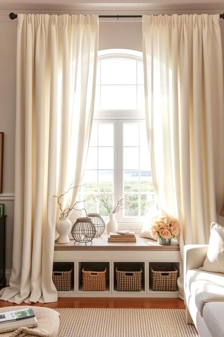 Storage Curtains for Concealment - 30 Living Room Storage Ideas