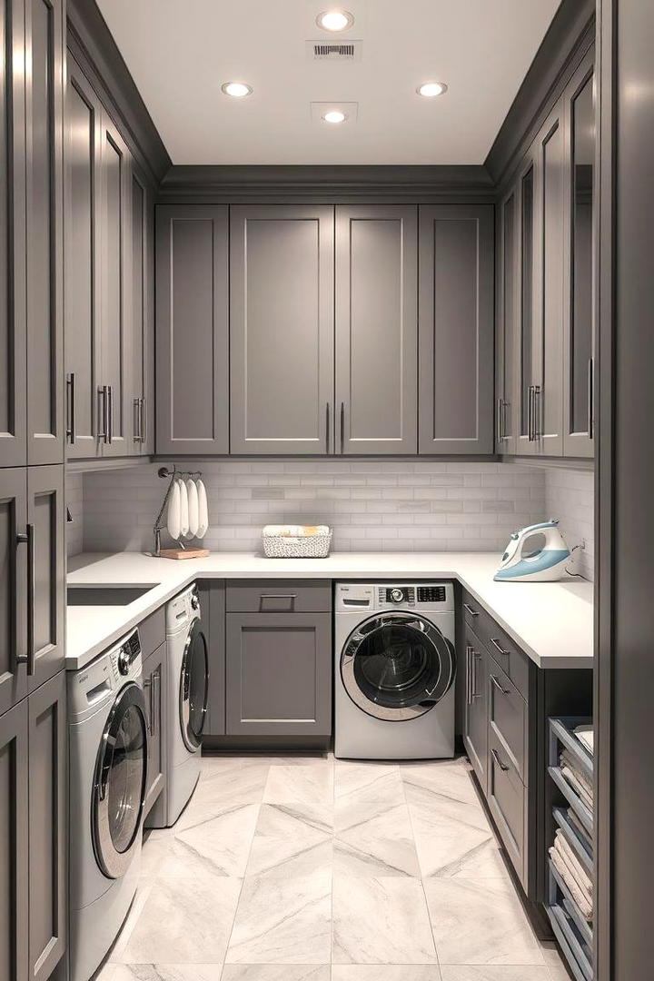 Streamlined Laundry Room Efficiency - 30 Grey and White House Interior Design Ideas