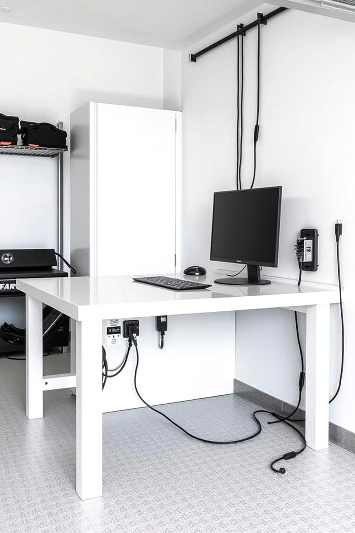 Streamlined Workbench with Cable Management - 30 Garage Workbench Ideas