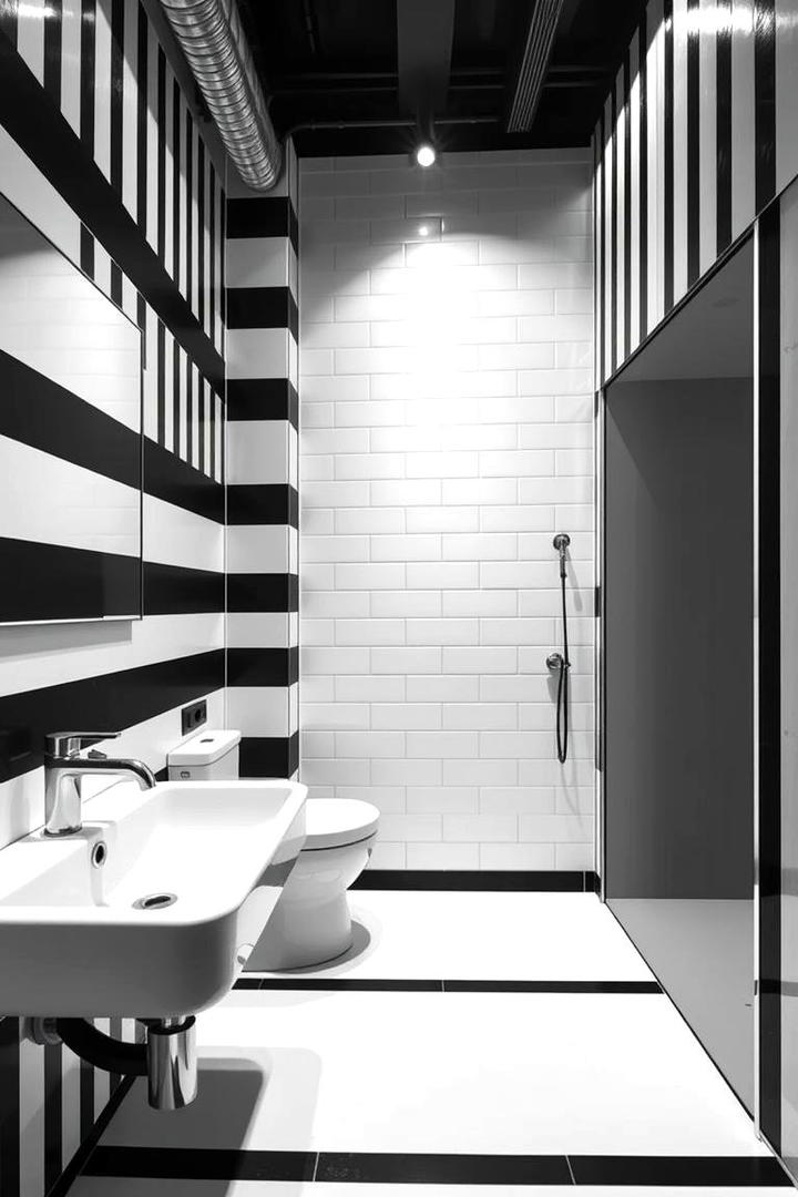 Striking Black and White - 21 Bathroom Wallpaper Ideas