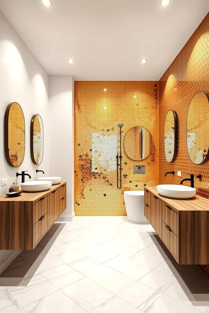 Striking Gold Tiles - 30 Gold Bathroom Ideas