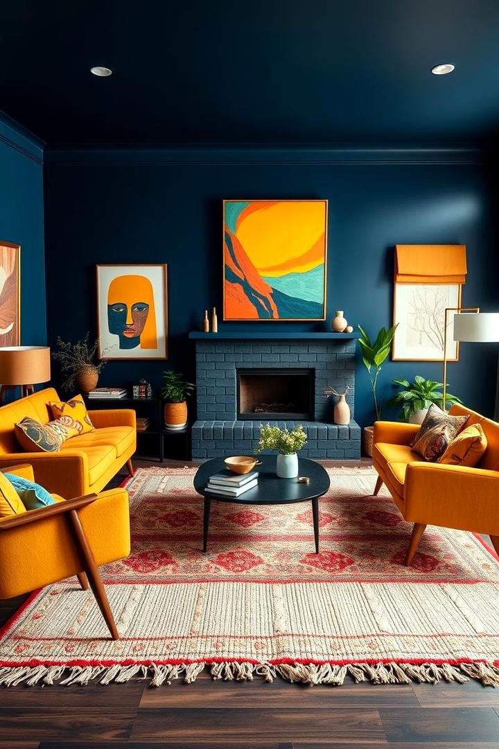 Striking Navy Blue with Mustard Highlights - 21 Designer-approved Colors That Go With Navy Blue