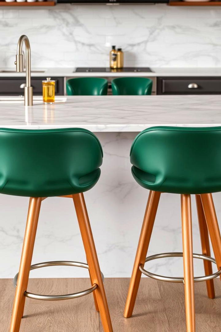 Stylish Green Bar Stools - 21 Dark Green Kitchen Ideas