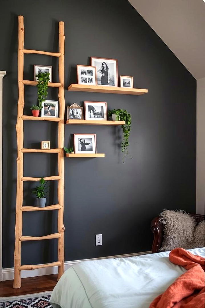 Stylish Ladder Shelving - 30 Bedroom Shelving Ideas