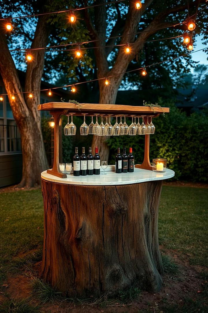 Stylish Outdoor Bar - 21 Tree Stump Decorating Ideas