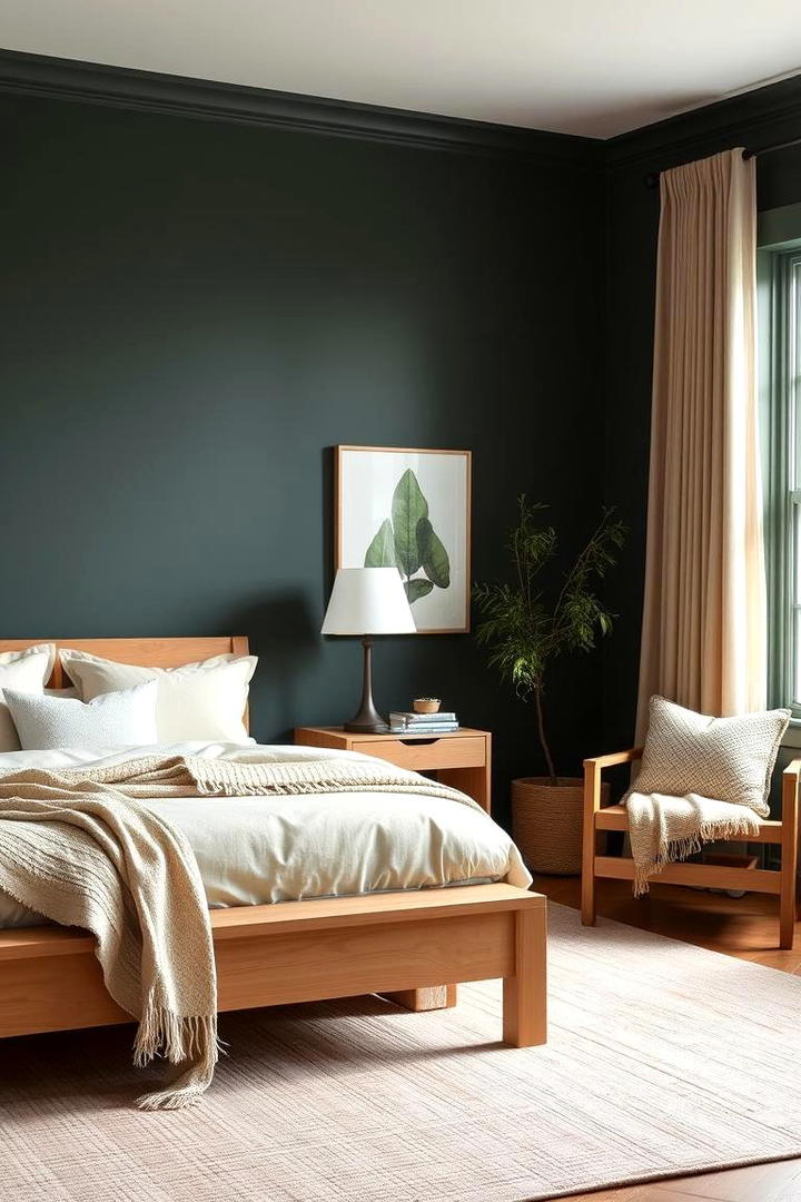 Subdued Dark Green Tones with Neutrals - 21 Dark Green Bedroom Ideas