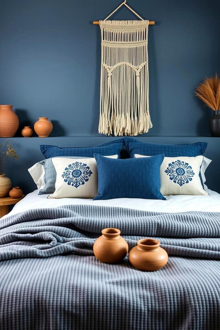 Subtle Blue Textured Finishes - 21 Blue Bedroom Ideas