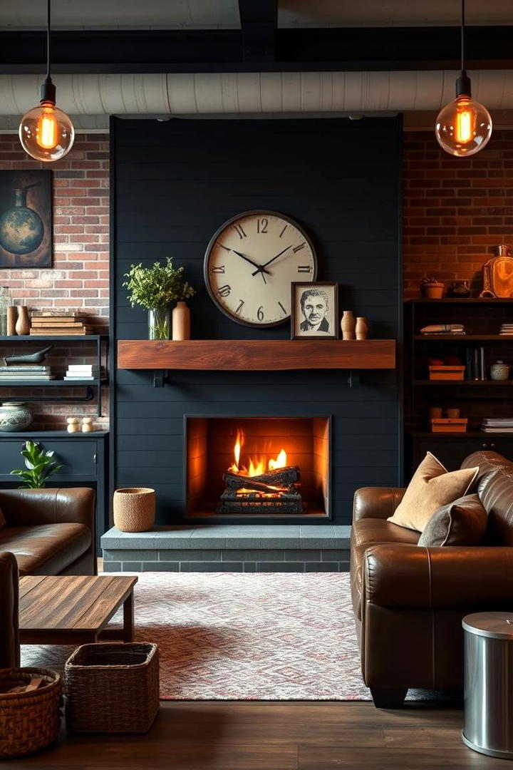Subtle Industrial Vibe - 21 Black Shiplap Fireplace Ideas