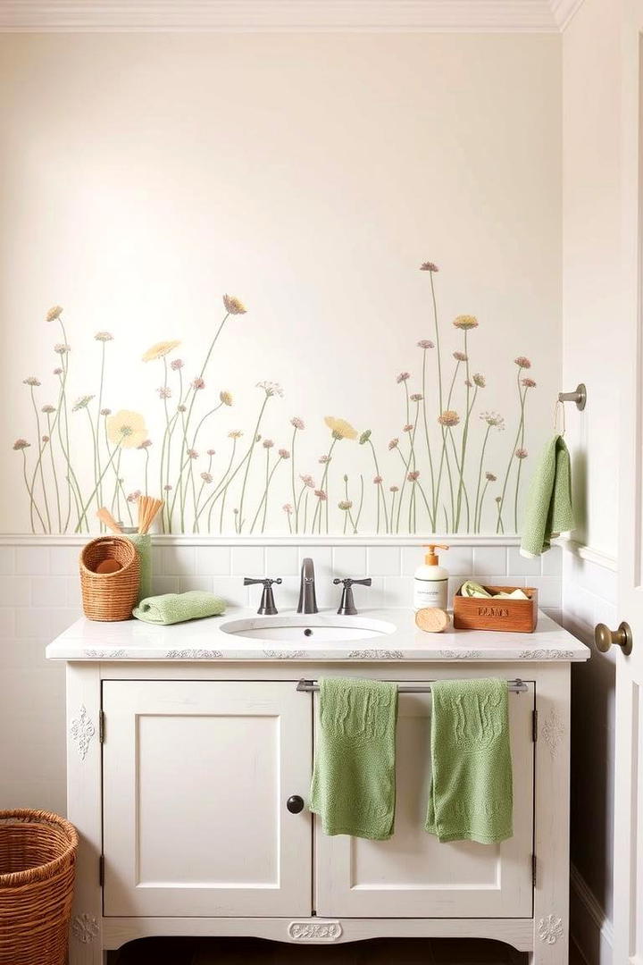 Subtle Wall Murals - 30 Cottage Bathroom Ideas