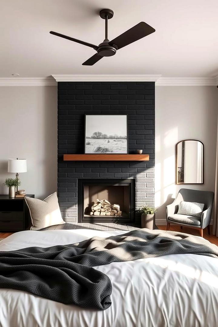 Subtle Yet Striking Black Brick Fireplace - 30 Black Brick Fireplace Ideas