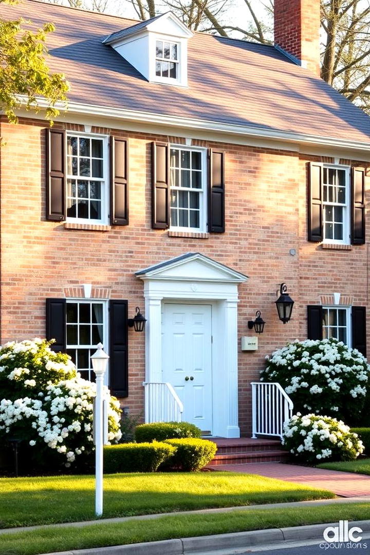 Suburban Beige Brick with Elegant Trim - 30 Beige Brick Exterior Home Ideas