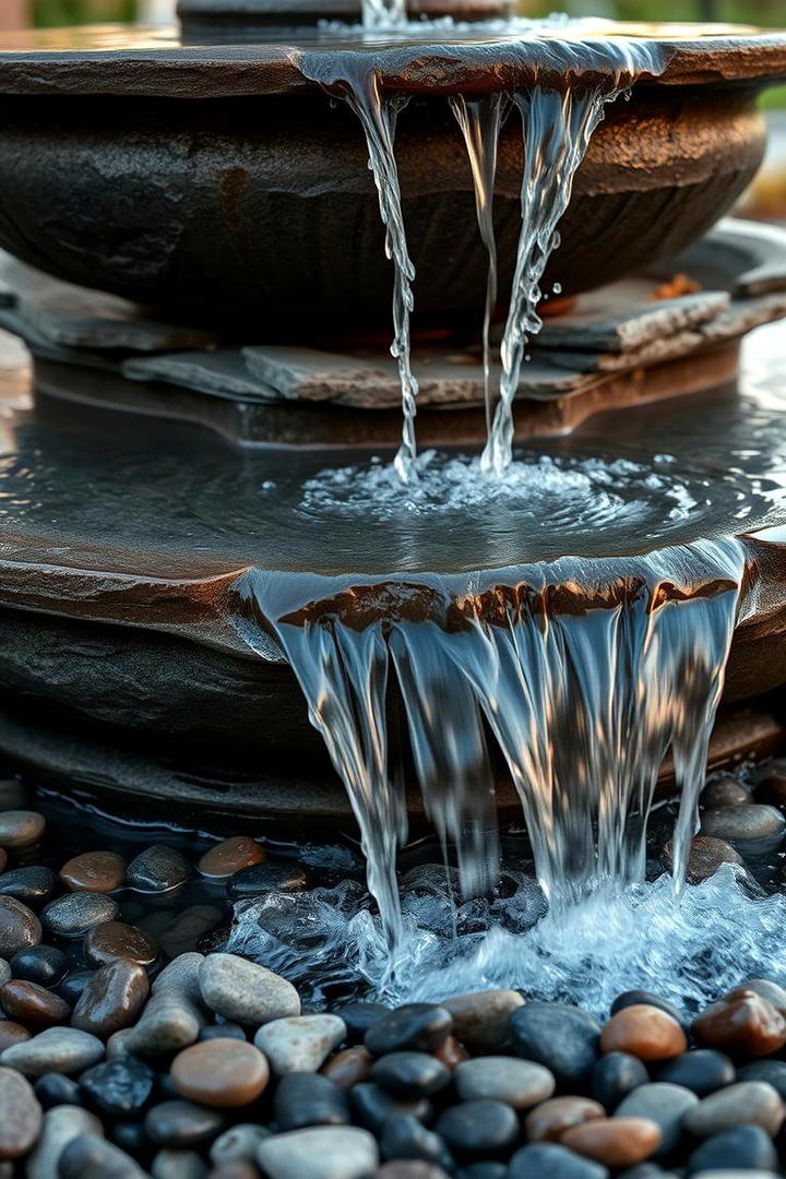 Suburban Stone Fountain - 30 Stone Garden Ideas