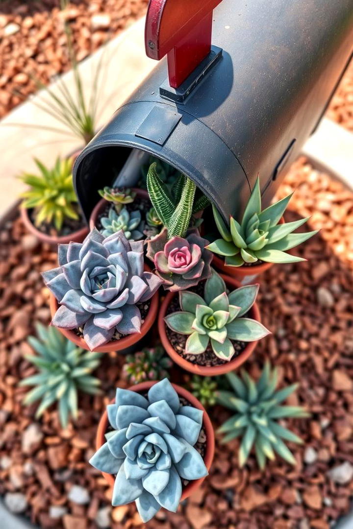 Succulent Arrangement - 30 Mailbox Landscaping Ideas